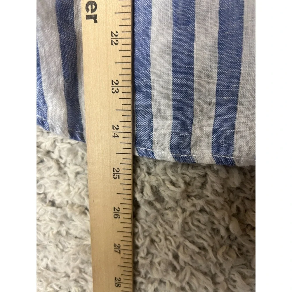 Nicole Miller Linen Blouse Womens Medium Striped Sleeveless Top Beachy Summer - Picture 2 of 7